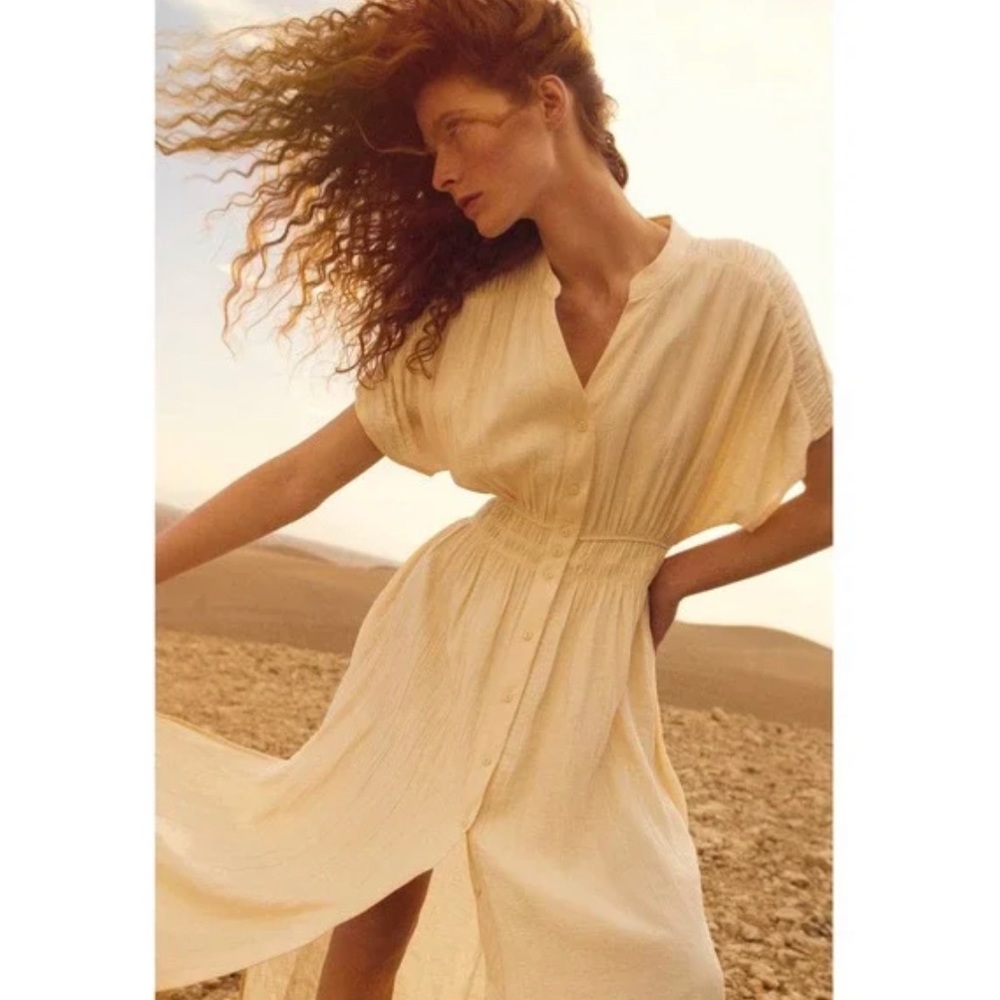 Zara button down wrinkle look rustic dress